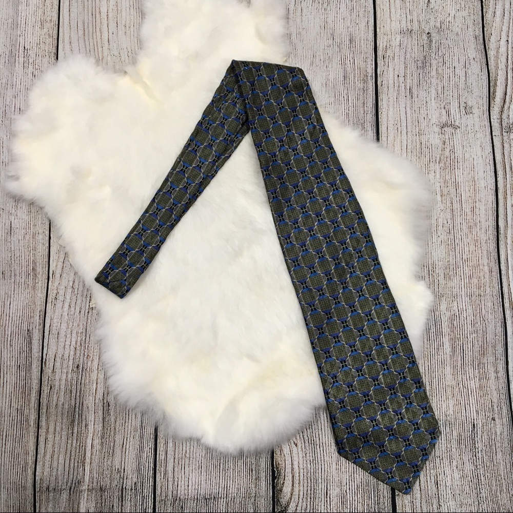 Vtg 80s Zylos George Machado Patterned Silk Tie
